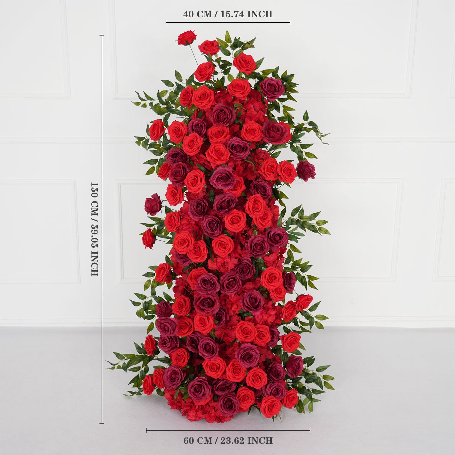 Artificial Red Rose Wedding KT Background Board Decor Flower Row Picture 12